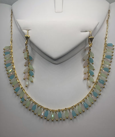 Colorful Necklace & Drop Earrings Set
